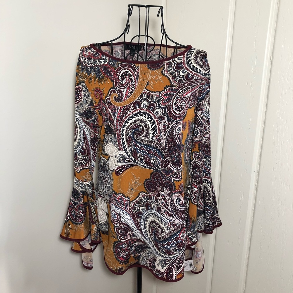Paisley Top with Big Bell Sleeves